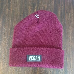 Vegan Burgundy Beanie Hat Brand New - Never Worn